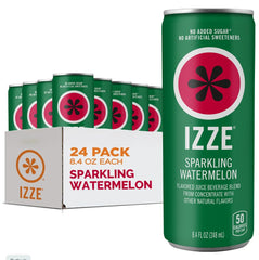 IZZE Sparkling Juice Beverage Blend,Sunset Variety Pack,Clementine,Peach,Cherry Lime,Pomegranate,No Sugar Added,8.4 Fl Oz,(Pack of 48)