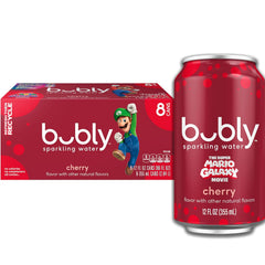 bubly Sparkling Water, The Super Mario Galaxy Movie Strawberry, Zero Sugar & Zero Calories, 12 Fl Oz Cans (Pack of 8), Packaging May Vary