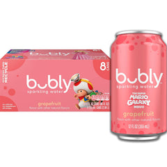bubly Sparkling Water, The Super Mario Galaxy Movie Strawberry, Zero Sugar & Zero Calories, 12 Fl Oz Cans (Pack of 8), Packaging May Vary