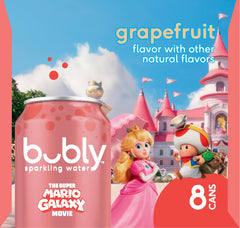 bubly Sparkling Water, The Super Mario Galaxy Movie Strawberry, Zero Sugar & Zero Calories, 12 Fl Oz Cans (Pack of 8), Packaging May Vary