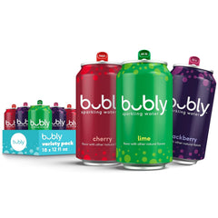 bubly Sparkling Water, Tropical Thrill 3 Flavor Variety Pack (Lime, Grapefruit, Mango), Zero Sugar & Zero Calories, Seltzer Water, 12 Fl Oz Cans (Pack of 18)