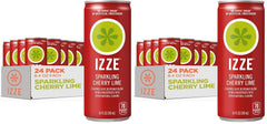 IZZE Sparkling Juice Beverage Blend,Sunset Variety Pack,Clementine,Peach,Cherry Lime,Pomegranate,No Sugar Added,8.4 Fl Oz,(Pack of 48)