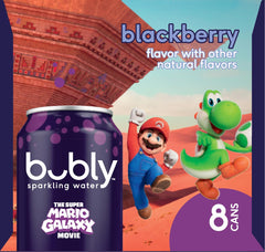 bubly Sparkling Water, The Super Mario Galaxy Movie Strawberry, Zero Sugar & Zero Calories, 12 Fl Oz Cans (Pack of 8), Packaging May Vary