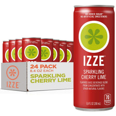 IZZE Sparkling Juice Beverage Blend,Sunset Variety Pack,Clementine,Peach,Cherry Lime,Pomegranate,No Sugar Added,8.4 Fl Oz,(Pack of 48)