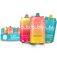bubly Sparkling Water, Tropical Thrill 3 Flavor Variety Pack (Lime, Grapefruit, Mango), Zero Sugar & Zero Calories, Seltzer Water, 12 Fl Oz Cans (Pack of 18)