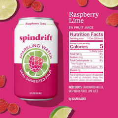Spindrift Sparkling Water, Berry Belli-no Flavored, Made with Real Squeezed Fruit, 12 Fl Oz Cans, Pack of 24 (Only 13 Calories per Can)