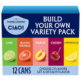 Sanpellegrino CIAO Flavored Sparkling Water, Low Calorie Italian Sparkling Water Variety Pack, Build Your Own Variety Pack, 12-Pack