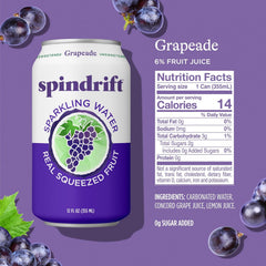 Spindrift Sparkling Water, Berry Belli-no Flavored, Made with Real Squeezed Fruit, 12 Fl Oz Cans, Pack of 24 (Only 13 Calories per Can)
