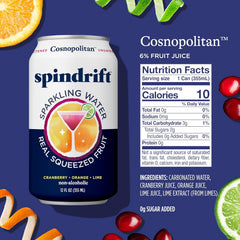 Spindrift Sparkling Water, Berry Belli-no Flavored, Made with Real Squeezed Fruit, 12 Fl Oz Cans, Pack of 24 (Only 13 Calories per Can)