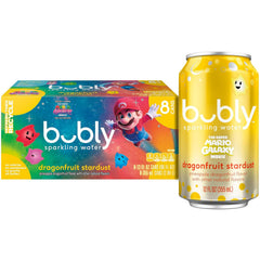 bubly Sparkling Water, The Super Mario Galaxy Movie Strawberry, Zero Sugar & Zero Calories, 12 Fl Oz Cans (Pack of 8), Packaging May Vary