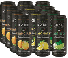 Niro Assortment | Fonti Di Crodo Variety | 3 Flavor Assortment | 8 Cans of Each Flavor- Limonata, Mojito, and Aranciata | 24 Cans Total | Includes Niro Can Sleeve