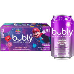 bubly Sparkling Water, The Super Mario Galaxy Movie Strawberry, Zero Sugar & Zero Calories, 12 Fl Oz Cans (Pack of 8), Packaging May Vary