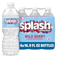 Splash Blast Water, Wild Berry, 16.9 Fl Oz | 30 Pack | Plastic Bottle