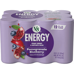 V8 Energy Pomegranate Blueberry Energy Drink, 8 fl oz Can (24 Pack)