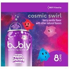 bubly Sparkling Water, The Super Mario Galaxy Movie Strawberry, Zero Sugar & Zero Calories, 12 Fl Oz Cans (Pack of 8), Packaging May Vary