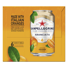 Sanpellegrino, Orange Italian Sparkling Drinks, 11.15 Fl Oz Cans, 6 Pack