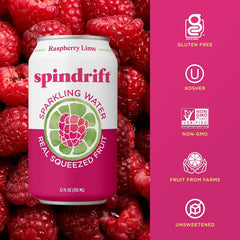 Spindrift Sparkling Water, Berry Belli-no Flavored, Made with Real Squeezed Fruit, 12 Fl Oz Cans, Pack of 24 (Only 13 Calories per Can)