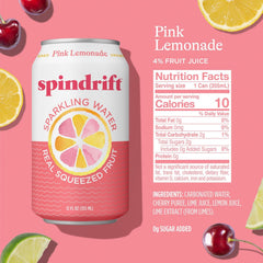 Spindrift Sparkling Water, Berry Belli-no Flavored, Made with Real Squeezed Fruit, 12 Fl Oz Cans, Pack of 24 (Only 13 Calories per Can)