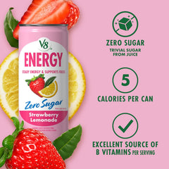 V8 Energy Pomegranate Blueberry Energy Drink, 8 fl oz Can (24 Pack)
