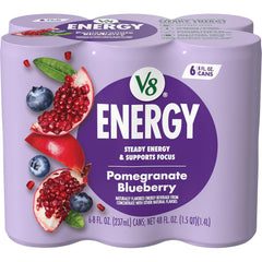 V8 Energy Pomegranate Blueberry Energy Drink, 8 fl oz Can (24 Pack)