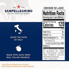 Sanpellegrino Italian Sparkling Drink Aranciata Rossa, Sparkling Orange and Blood Orange Beverage, 11.15 Fl Oz (Pack of 24)