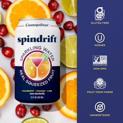 Spindrift Sparkling Water, Berry Belli-no Flavored, Made with Real Squeezed Fruit, 12 Fl Oz Cans, Pack of 24 (Only 13 Calories per Can)