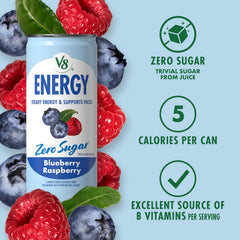 V8 Energy Pomegranate Blueberry Energy Drink, 8 fl oz Can (24 Pack)