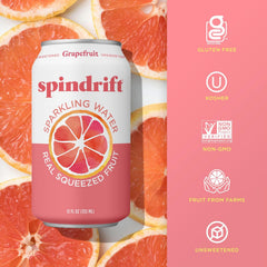 Spindrift Sparkling Water, Berry Belli-no Flavored, Made with Real Squeezed Fruit, 12 Fl Oz Cans, Pack of 24 (Only 13 Calories per Can)