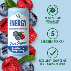 V8 Energy Pomegranate Blueberry Energy Drink, 8 fl oz Can (24 Pack)