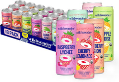 wildwonder Sparkling Probiotic Drink 12pk, For Gut Health & Immune Support, Tropical Vibes Variety, 5g Prebiotic Fiber, Live Probiotics, Organic, Vegan, Low Sugar, 12Pack, 12oz Can, Seen on Shark Tank