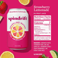 Spindrift Sparkling Water, Berry Belli-no Flavored, Made with Real Squeezed Fruit, 12 Fl Oz Cans, Pack of 24 (Only 13 Calories per Can)