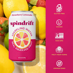 Spindrift Sparkling Water, Berry Belli-no Flavored, Made with Real Squeezed Fruit, 12 Fl Oz Cans, Pack of 24 (Only 13 Calories per Can)