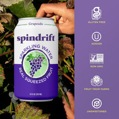 Spindrift Sparkling Water, Berry Belli-no Flavored, Made with Real Squeezed Fruit, 12 Fl Oz Cans, Pack of 24 (Only 13 Calories per Can)