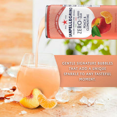 Sanpellegrino Zero Grams Added Sugar Italian Sparkling Drinks, Sparkling Peach Clementine Beverage, 11.15 Fl Oz (Pack of 24)