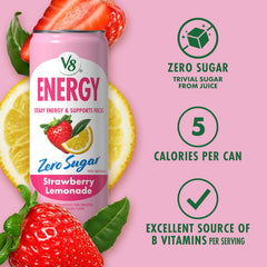 V8 Energy Pomegranate Blueberry Energy Drink, 8 fl oz Can (24 Pack)