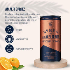 Lyre's Amalfi Spritz 24-Pack, Ready to Drink Canned Mocktails, Award-Winning Zero Proof Italian Spritz Alternative, Alcohol Free Aperitif & Non Alcoholic Prosecco, 70 Calories a Can (8.45 Fl Oz x 24)