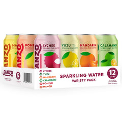 Sanzo Flavored Sparkling Water Variety Pack - Yuzu Lemon, Calamansi Lime, Pomelo Grapefruit, Mango, Lychee, Mandarin Orange - Asian Drinks Carbonated Flavored Water, Fizzy Seltzer - 12oz, 12 Pack