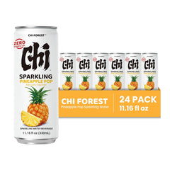 CHI FOREST Pineapple Sparkling Water Beverage, Zero Sugar Drinks, Zero Artificial Flavor, 11.16 fl oz Cans (Pack of 24)