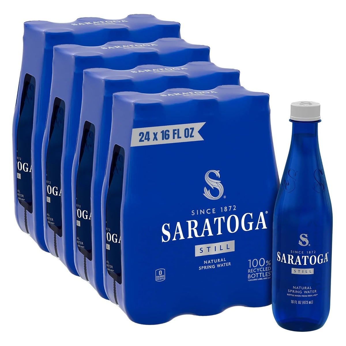 Saratoga Spring Water, 24 Pack, 16 Fl Oz | Still Water | Recycled PET Plastic | Bottled