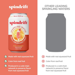 Spindrift Sparkling Water, Berry Belli-no Flavored, Made with Real Squeezed Fruit, 12 Fl Oz Cans, Pack of 24 (Only 13 Calories per Can)