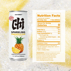CHI FOREST Pineapple Sparkling Water Beverage, Zero Sugar Drinks, Zero Artificial Flavor, 11.16 fl oz Cans (Pack of 24)