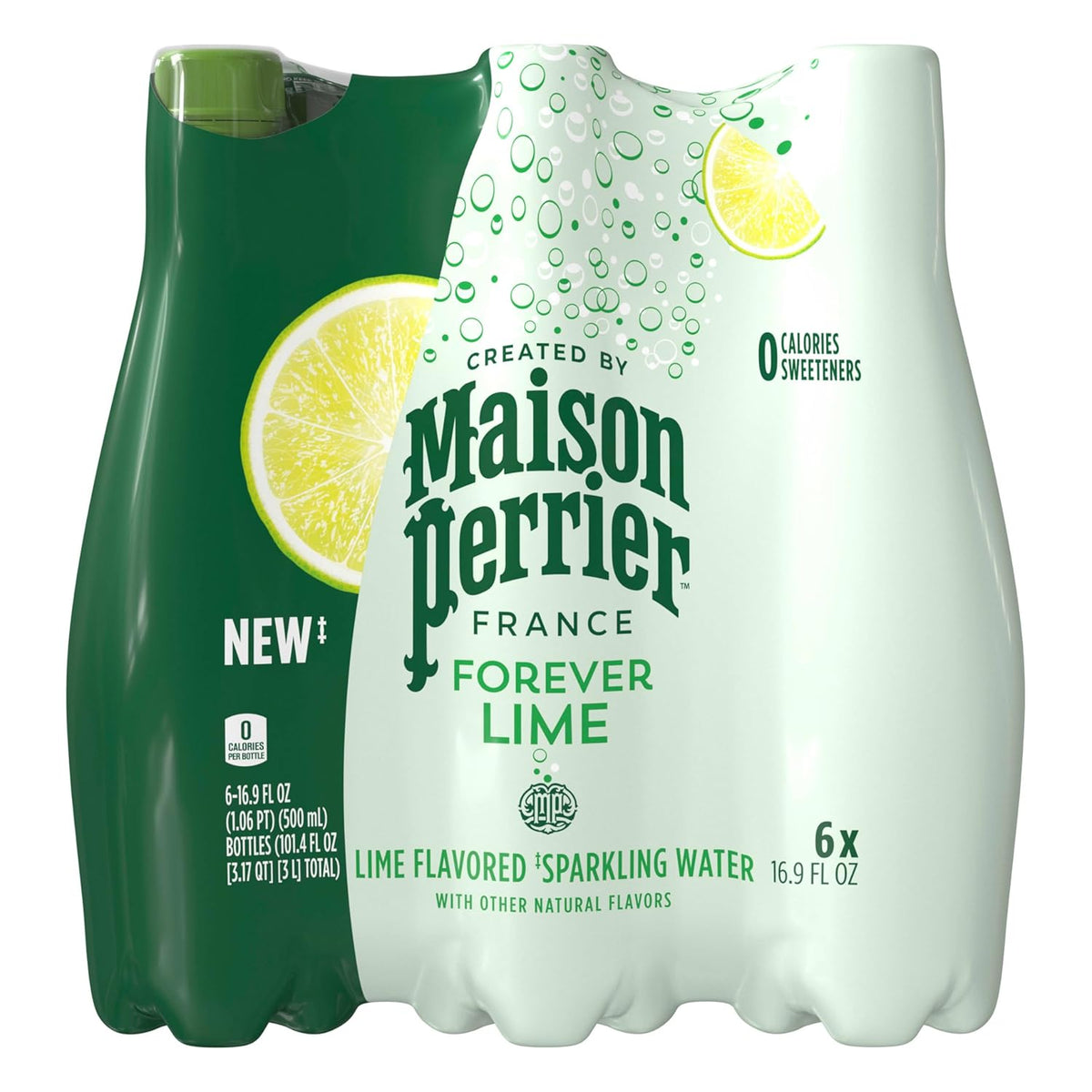 Maison Perrier Lime Flavored Sparkling Water, 16.9 FL OZ Plastic Water Bottle (6 Count)
