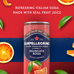 Sanpellegrino Italian Sparkling Drink Aranciata Rossa, Sparkling Orange and Blood Orange Beverage, 11.15 Fl Oz (Pack of 24)