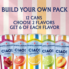 Sanpellegrino CIAO Flavored Sparkling Water, Low Calorie Italian Sparkling Water Variety Pack, Build Your Own Variety Pack, 12-Pack